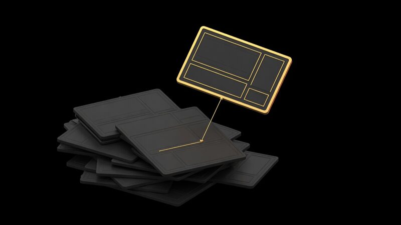Blank document cards with one structured card lifted on a gold line, how answer engines choose sources to cite, Kief Studio, Shrewsbury Massachusetts.