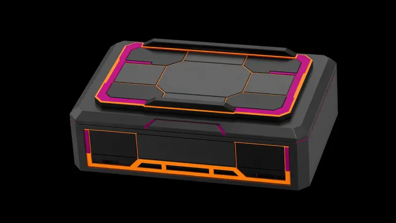 A dedicated machine with an application panel docked on top, edged in magenta and orange, software studio that builds and hosts, Kief Studio, Shrewsbury Massachusetts.